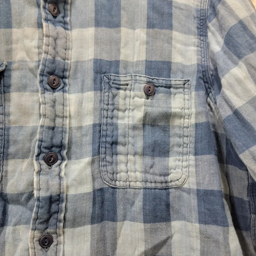 Polo Ralph‎ Lauren Indigo Blue Buffalo Plaid Double Face Flannel Shirt Mens M
